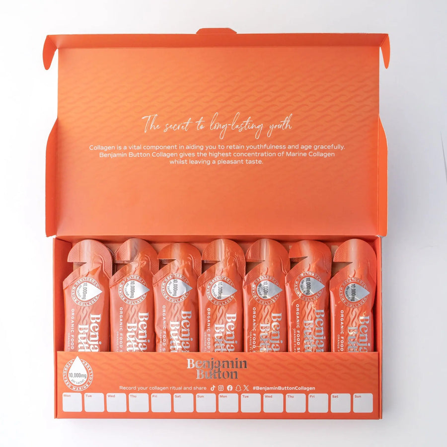14x Orange 12,000mg Marine Collagen Liquid Sachets Benjamin Button