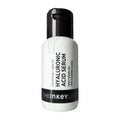 Hyaluronic acid serum bottle with black cap on a white background