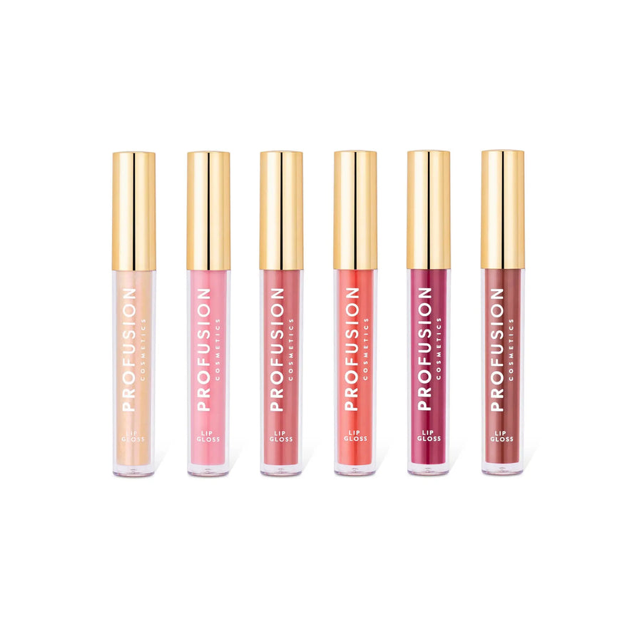 Six lip gloss shades in the Profusion Pout Perfection set