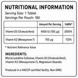 Vitamin D3 4000 IU + K2 MK-7 100 µg – 180 Tablets