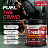 Flavoured Creatine Monohydrate Powder 300g (75 Servings) | Micronised Creatine Powder | Supplement for Women & Men | Vegan Certified