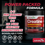 Flavoured Creatine Monohydrate Powder 300g (75 Servings) | Micronised Creatine Powder | Supplement for Women & Men | Vegan Certified