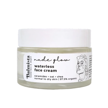 Jar of Balmista waterless face cream on a white background