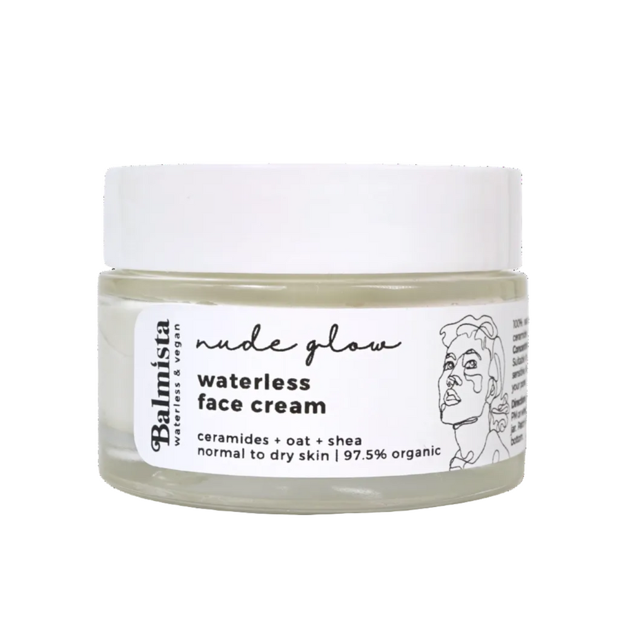 Jar of Balmista waterless face cream on a white background