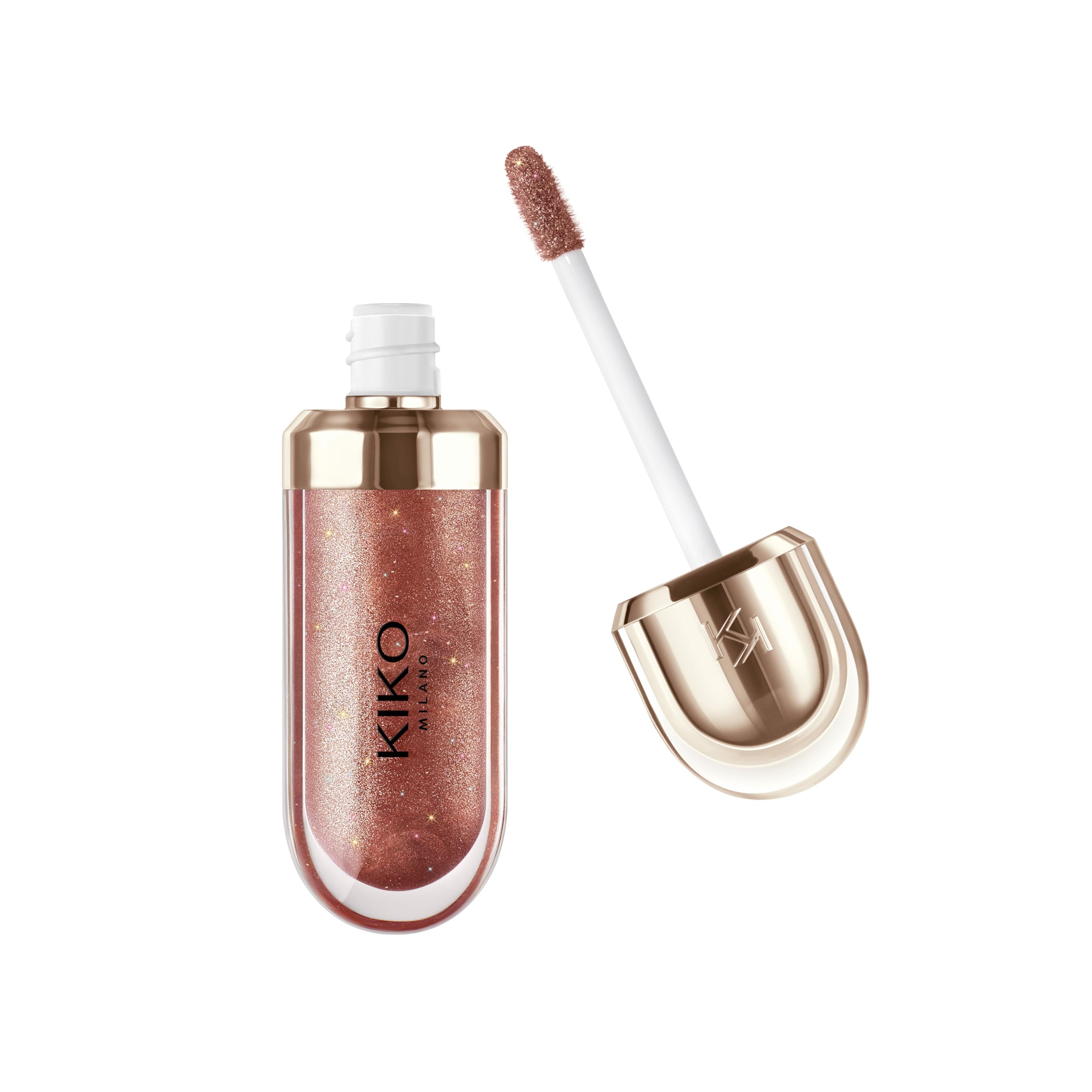 Kiko lip gloss with applicator on a white background