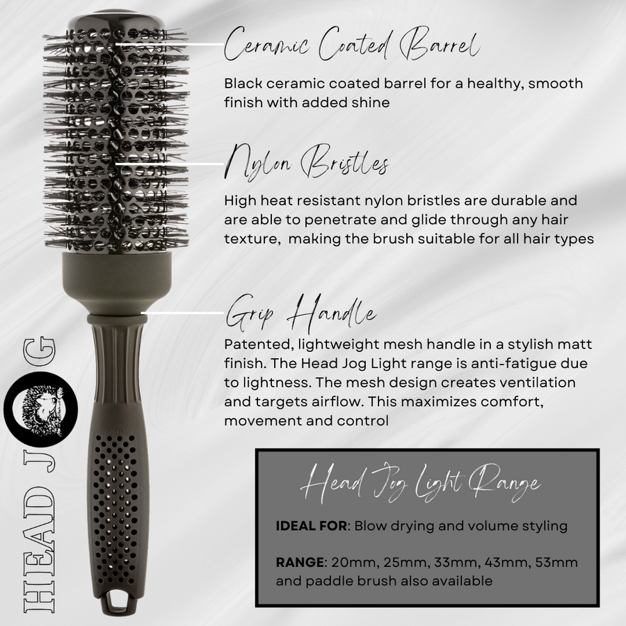 Head Jog Light Brush features and size guide