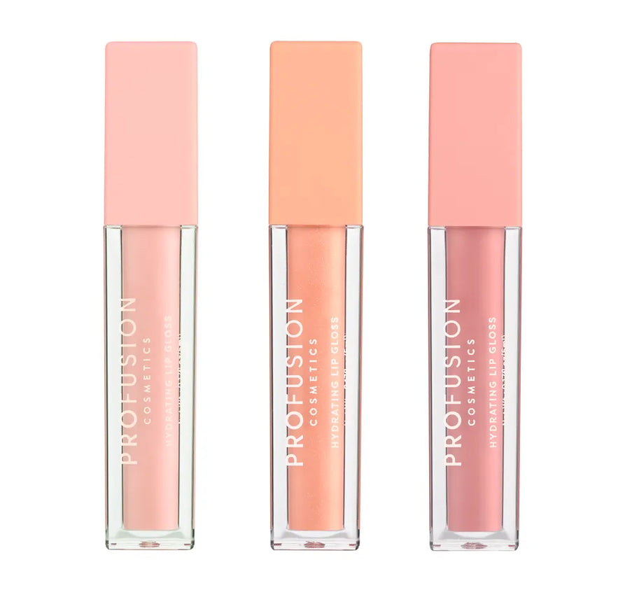 Profusion Nudes lip gloss trio product packaging