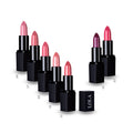 Set of lipsticks with shades labeled on a white background, featuring the brand 'LOLA'.