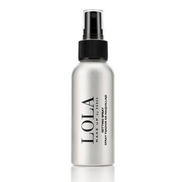 Silver bottle with black cap labeled 'LOLA' on a white background