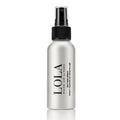 Silver bottle with black cap labeled 'LOLA' on a white background