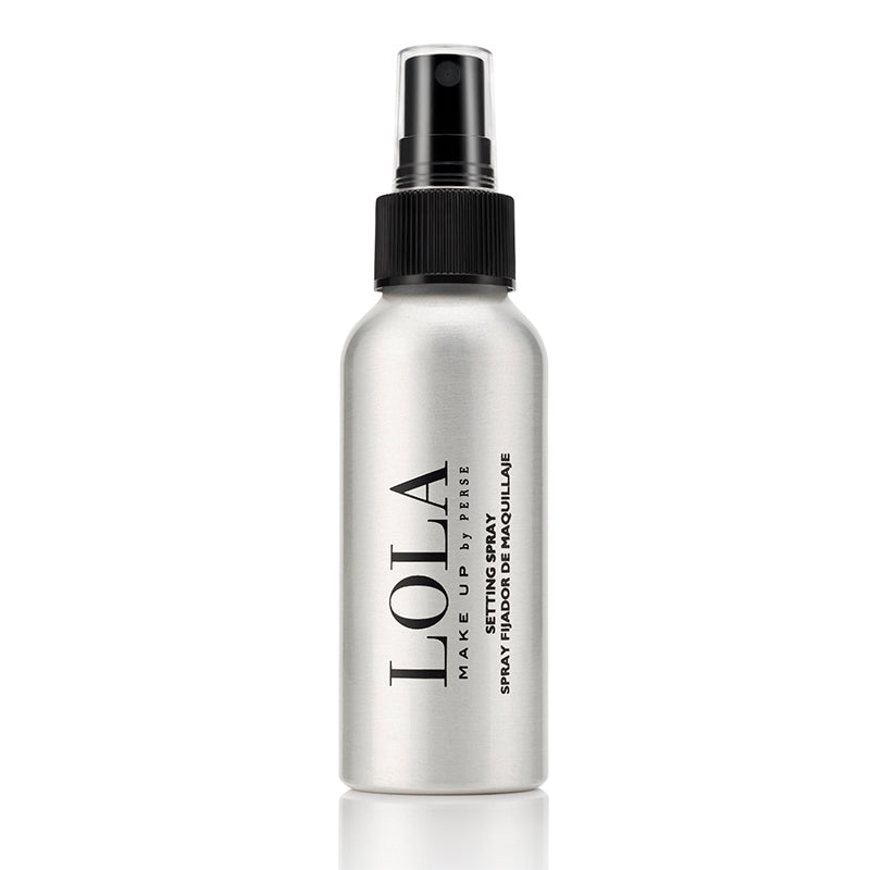 Silver bottle with black cap labeled 'LOLA' on a white background