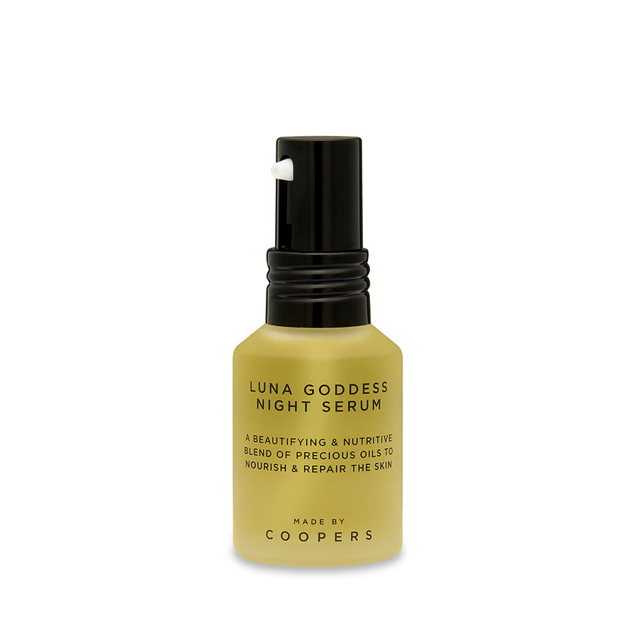Luna Goddess Night Serum bottle on a white background
