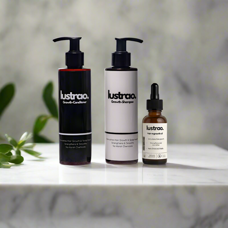 Lustrao Growth Shampoo bottle – black label