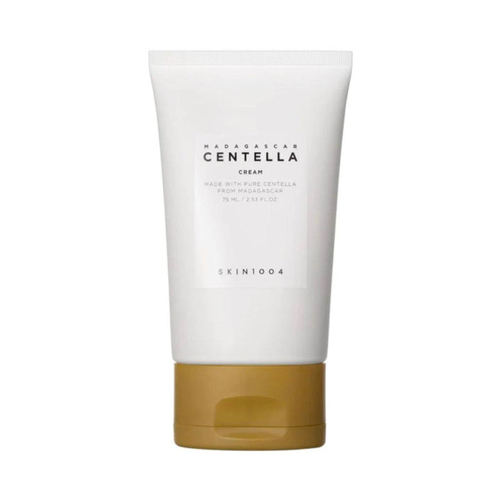 Skincare tube labeled 'Madagascan Centella Cream' by 'SKIN1004' on a white background