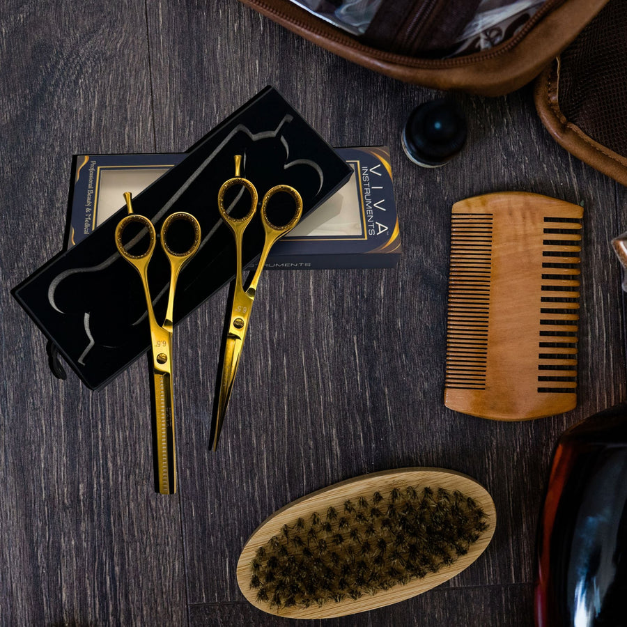 Viva Instruments 6.5” Gold Haircut & Thinning Scissors Set