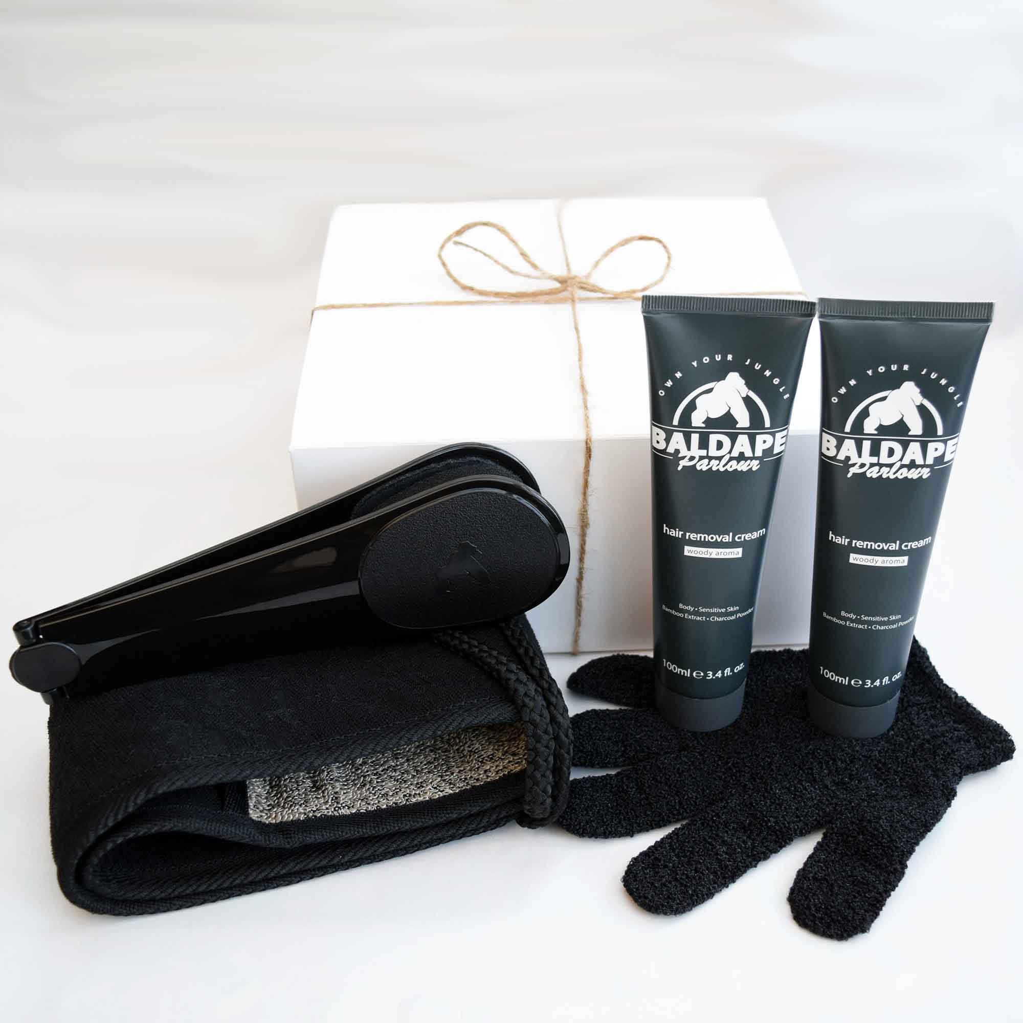 Baldape Body Hair Care Set – full kit with creams, applicator and glove