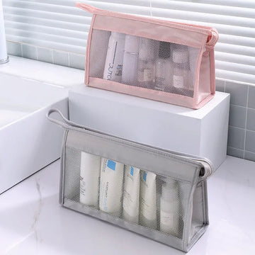 Polyester travel toiletry bag for cosmetics and grooming essentials