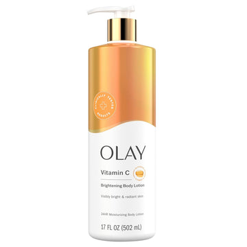 Olay Vitamin C body lotion bottle on a white background