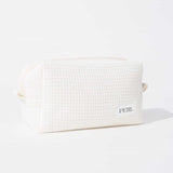 PERL Waffle Cosmetic Bag Cream with zip closure