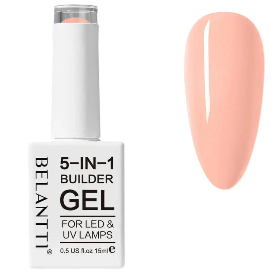 Peach shade: Belantti 5-in-1 Builder Gel Peach – UV/LED Multi-Purpose Nail Polish 15ml