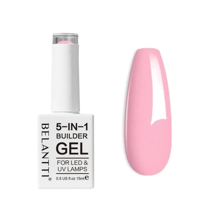 Pink shade: Belantti 5-in-1 Builder Gel Pink – UV/LED Multi-Purpose Nail Polish 15ml