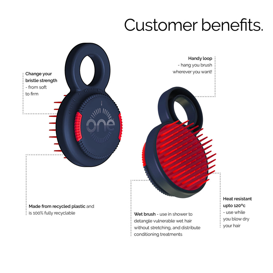 ONE GO! Adjustable Travel Hairbrush