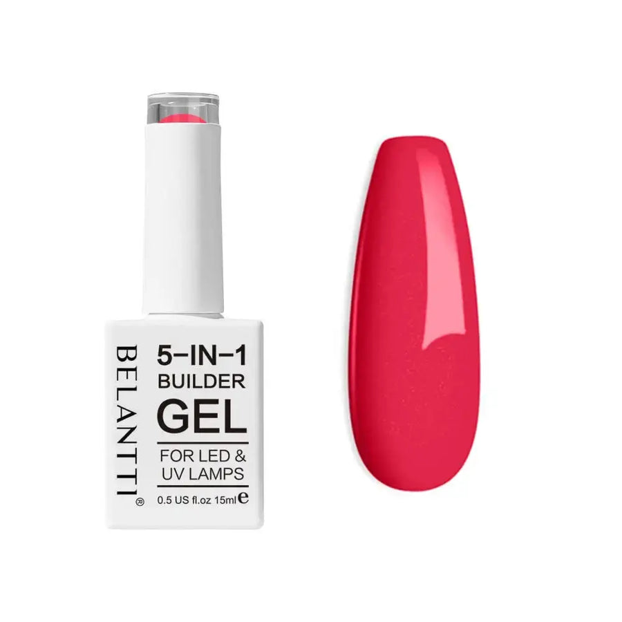 Red shade: Belantti 5-in-1 Builder Gel Red – UV/LED Multi-Purpose Nail Polish 15ml