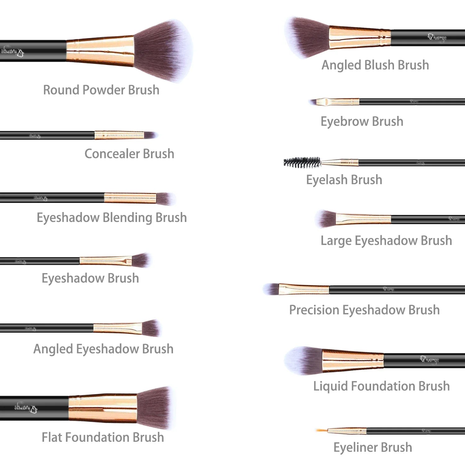 Travel Makeup Brush Set - 12 Pieces with Sponge