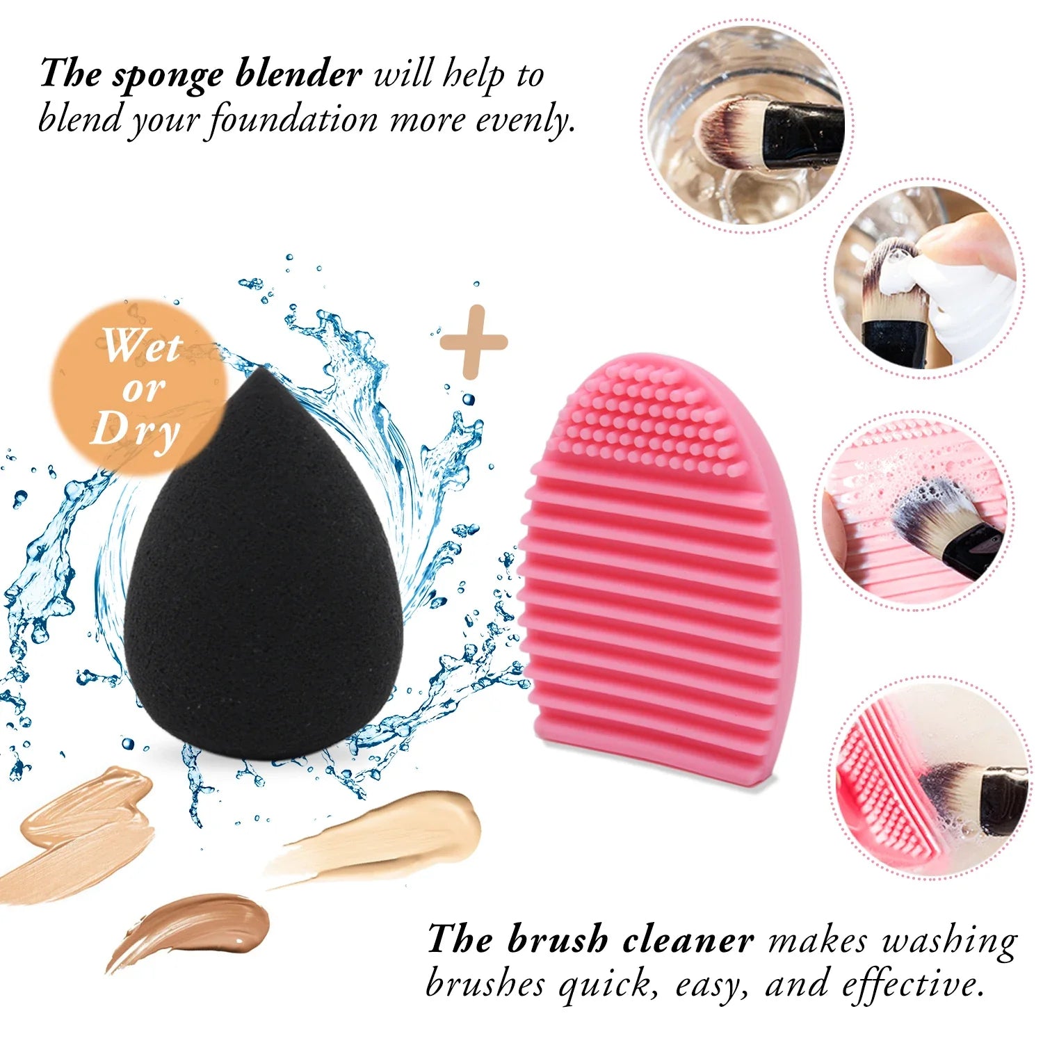 Travel Makeup Brush Set - 12 Pieces with Sponge