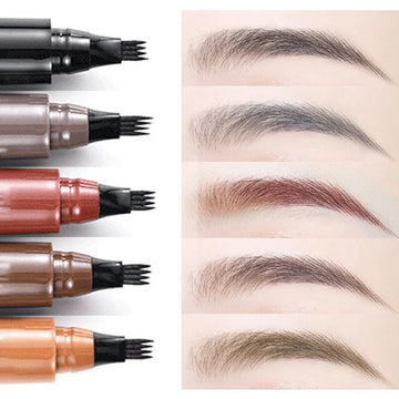 Four-prong eyebrow pencil and applicator