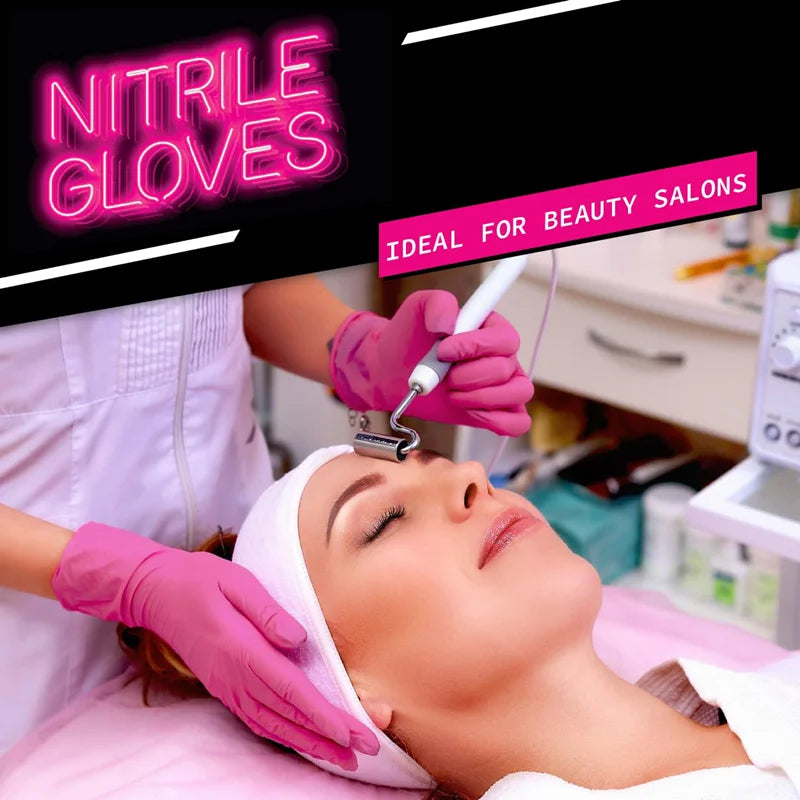 Pink Nitrile Gloves - Powder Free (20/50/100 Pack)