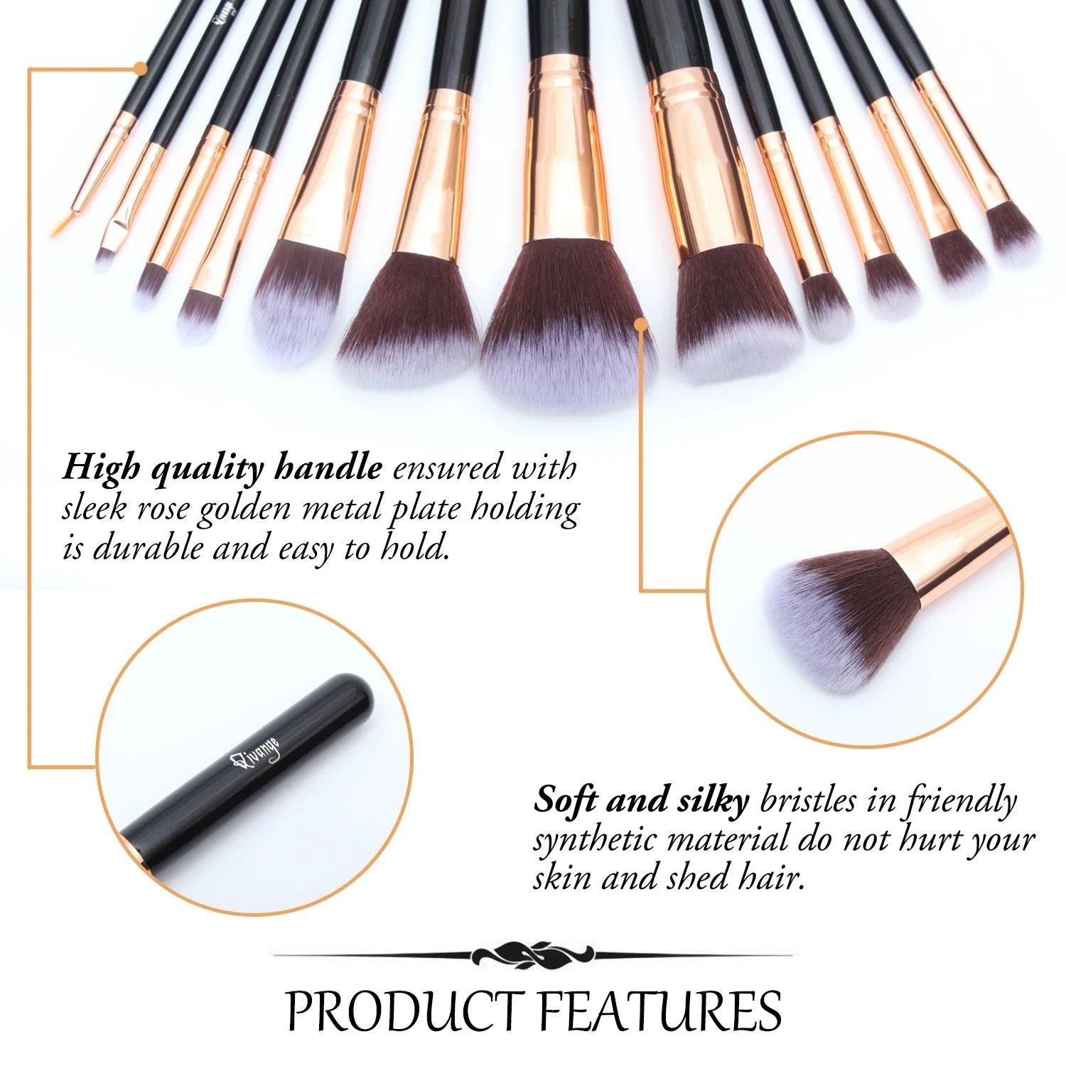 Travel Makeup Brush Set - 12 Pieces with Sponge