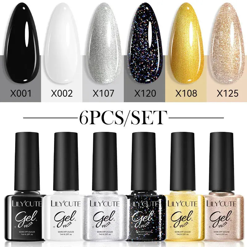 LILYCUTE 6Pcs/set 7ml Gel Polish Kit 125 Colours Semi Permanent
