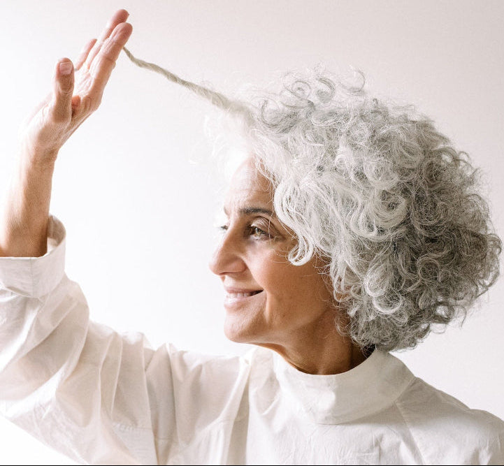 Silvina London grey hair care in use