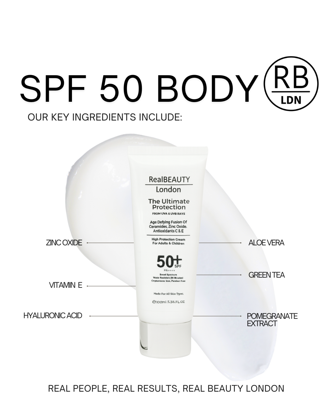 Real Beauty London SPF50 Body Cream 100ml