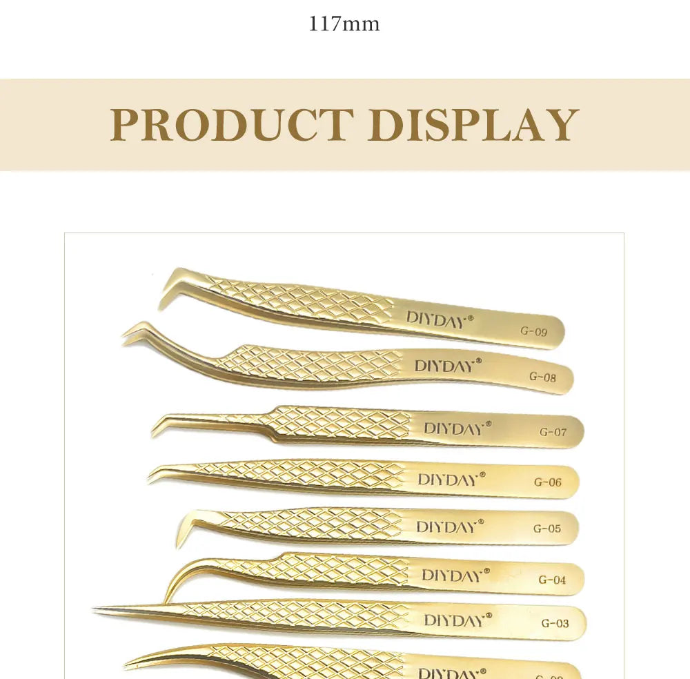 DIYDAY Anti-Slip Eyelash Extension Tweezers