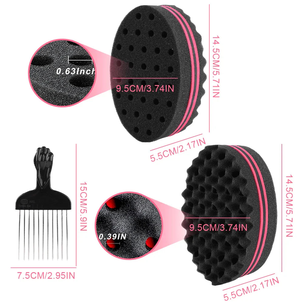 Double-Sided Hair Sponge with Metal Comb - Barber Tool