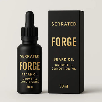 SERRATED Premium Beard Oil in Matte Black Glass Dropper Bottle – 30ml