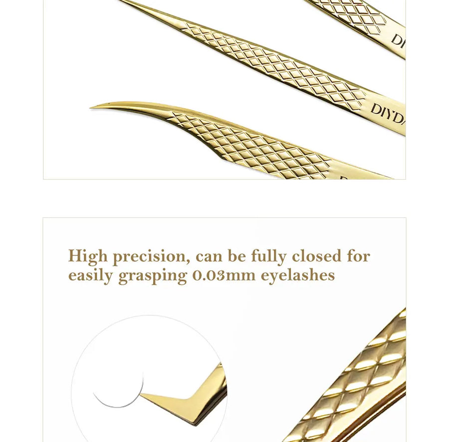DIYDAY Anti-Slip Eyelash Extension Tweezers
