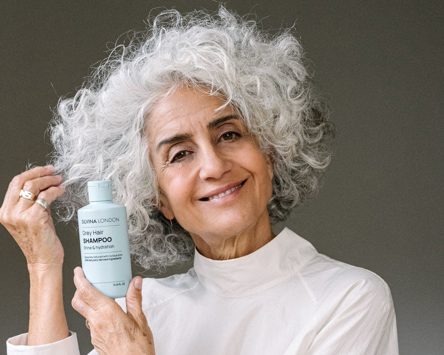 Silvina London grey hair shampoo and conditioner routine