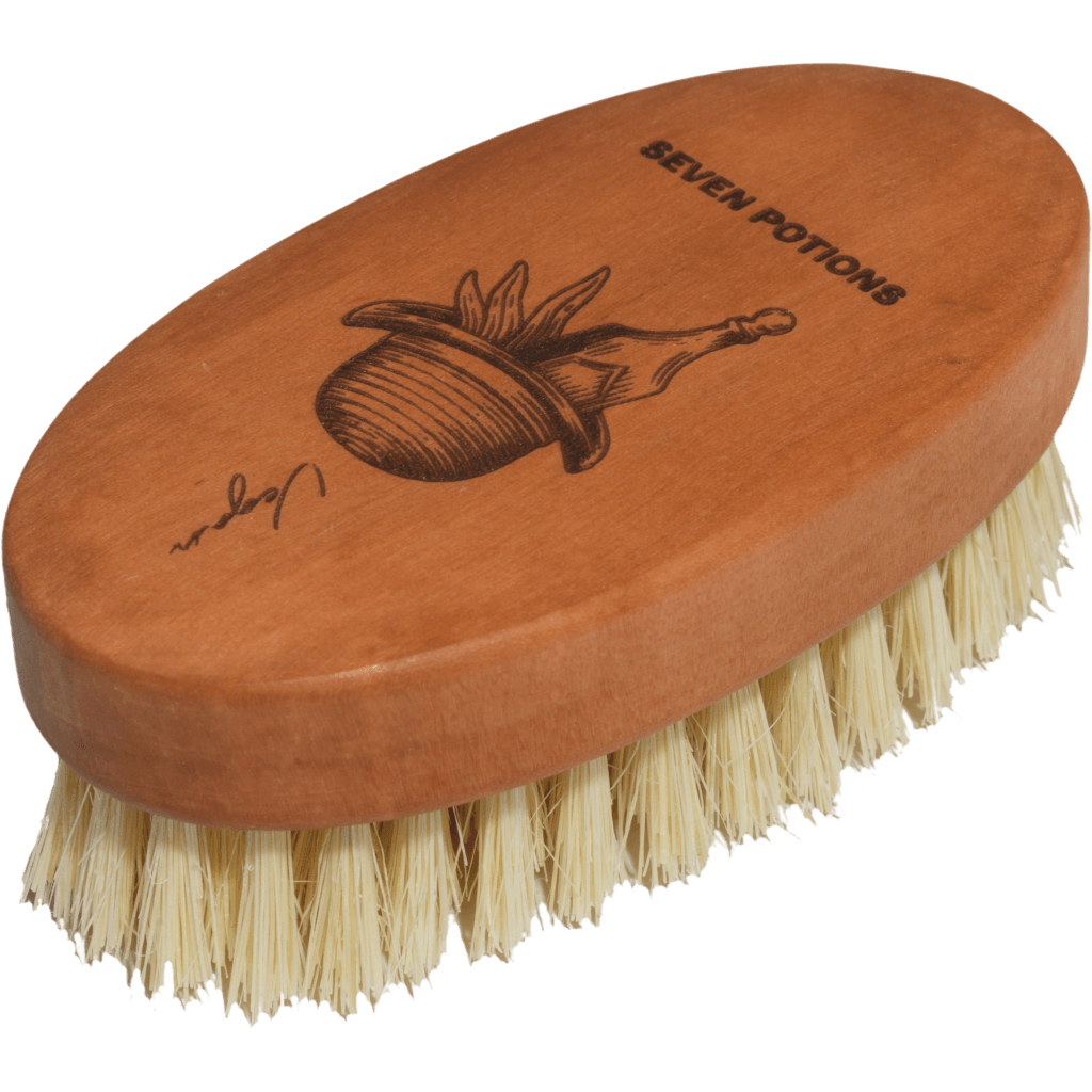 Seven Potions Beard Brush – Oval Pear Wood with Natural Bristles