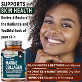 Pure Marine Collagen Supplement | 1250mg High Strength Collagen Capsules | Hydrolysed Marine Collagen Protein Peptides Type 1 | 180 Collagen Capsules | 3-month supply | Made in UK