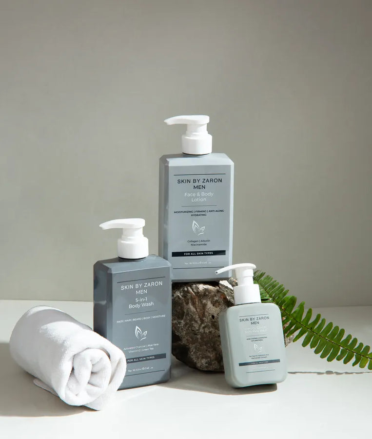 Skin by Zaron Men 5-in-1 Body Wash | Activated Charcoal | Aloe Vera | Vitamin E