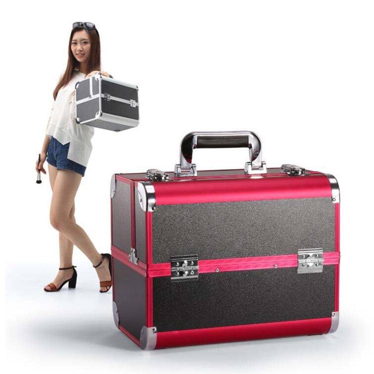 Professional makeup case open with compartments
