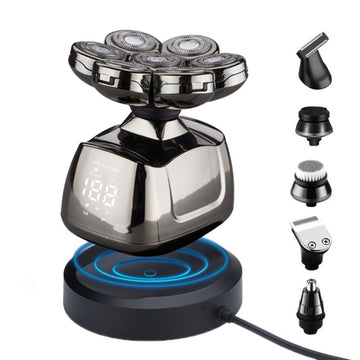 7-Head Waterproof Barber Shaver with Wireless Charging