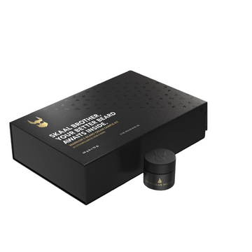 Black box with a cylindrical container on a white background, featuring 'Skaal Brother' branding.