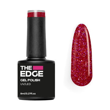 The Edge Nails Cherry Pink Glitter Gel Polish