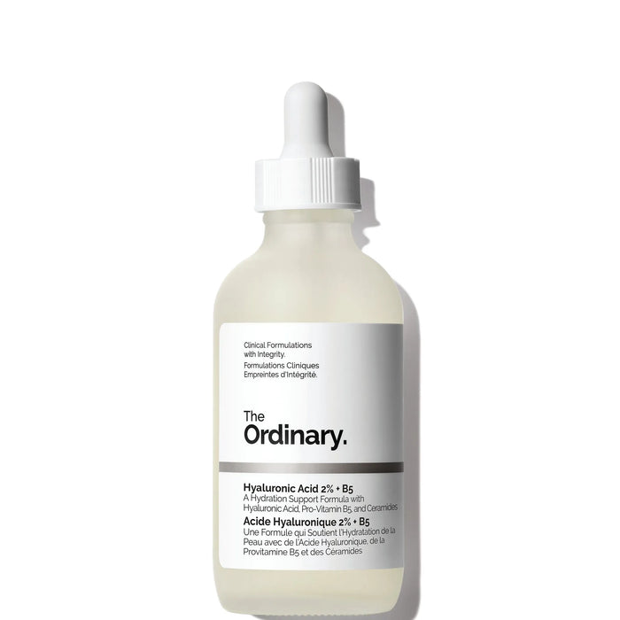 The Ordinary skincare serum bottle with dropper on a white background