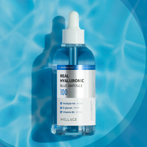 Wellage Real Hyaluronic Blue Ampoule Korean hydrating serum