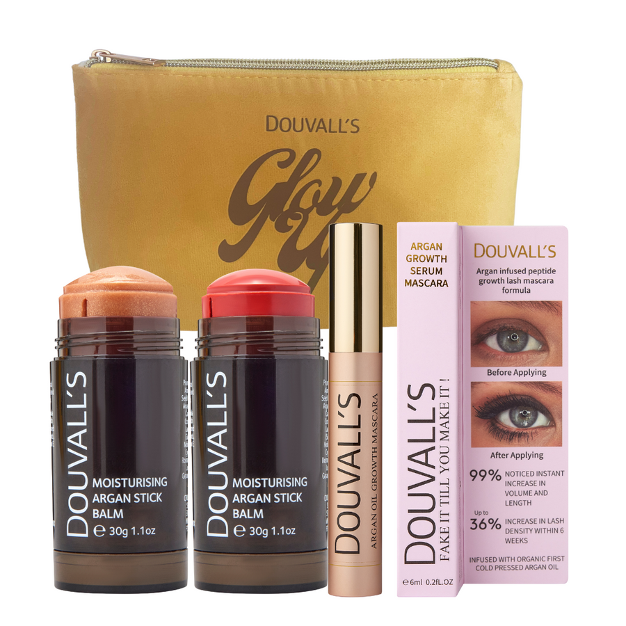 Glow Up Makeup Gift Set – Argan Balm Sticks & Lash Growth Mascara